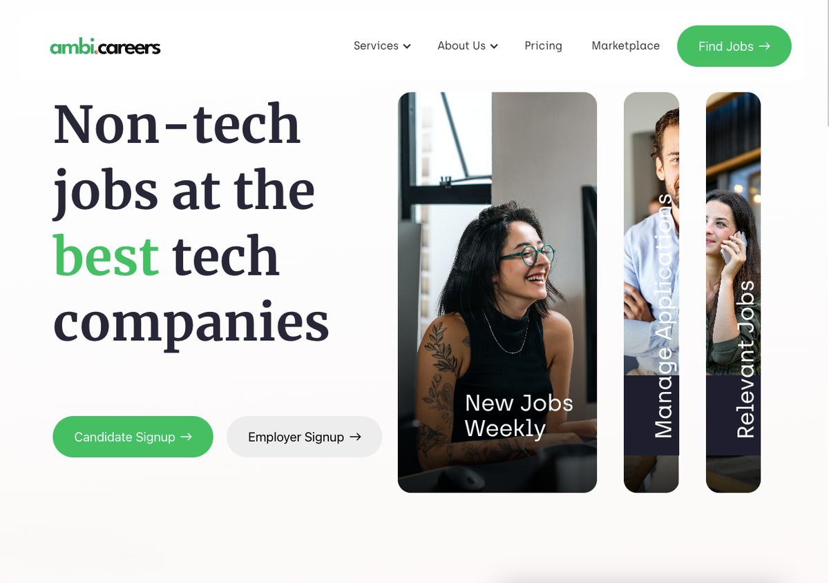 The Ambi.Careers website homepage