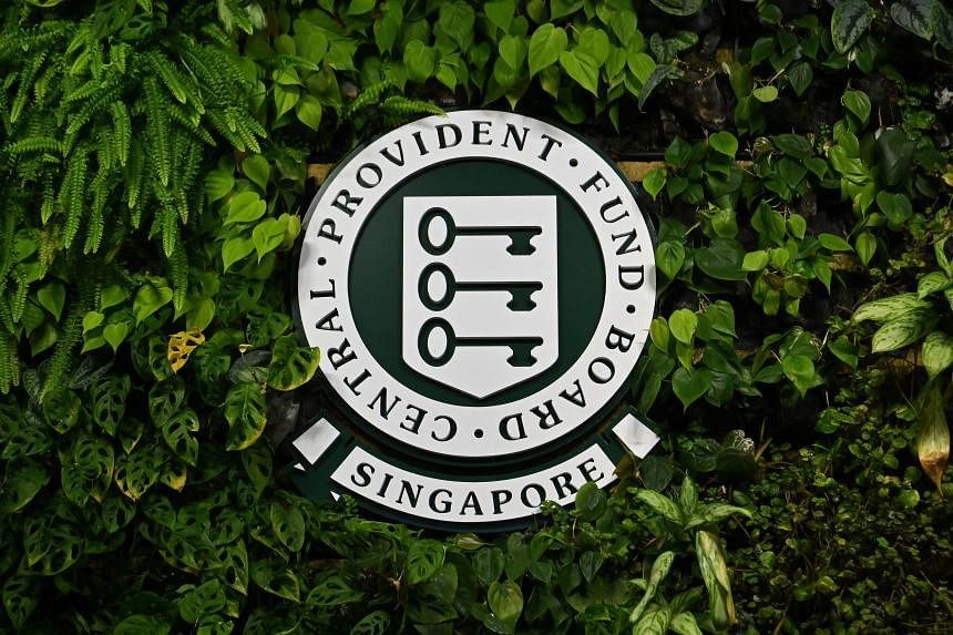 Central Provident Fund Board Singapore emblem set in a living green wall